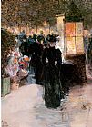 Childe Hassam Famous Paintings - Paris Nocturne